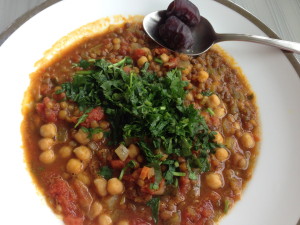 Delicious vegetarian harira soup, dates are essential 